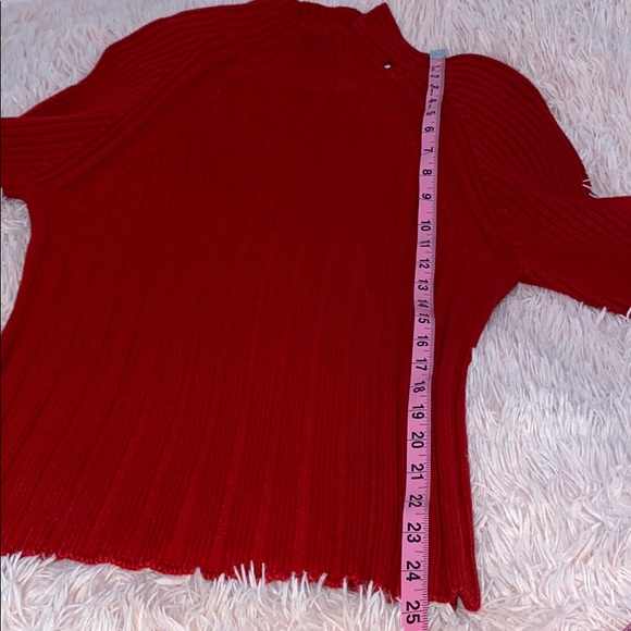 Red Chunky Ribbed Vintage Tommy Hilfiger Mock Neck Sweater - Picture 8 of 8